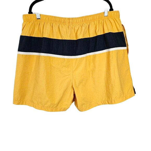 Nautica Mens Yellow Swim Trunks XXL W/ Mesh Lining & Navy Stripe Drawstring - Picture 2 of 9